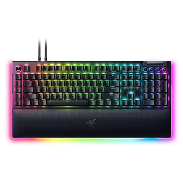 TECLADO GAMING RGB RAZER BLACKWIDOW V4 PRO MEC&Aacute;NICO AL&Aacute;MBRICO USB INGL&Eacute;S SWITCH AMARILLO RZ03-04681900-R3U1 NEGRO
