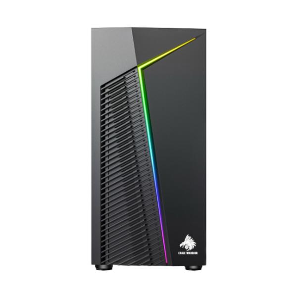 CASE GAMING RGB EAGLE WARRIOR CG03RWRA001C H410 SIN VENTILACIÓN INCLUIDA CON VIDRIO LATERAL Y TIRA RGB NEGRO