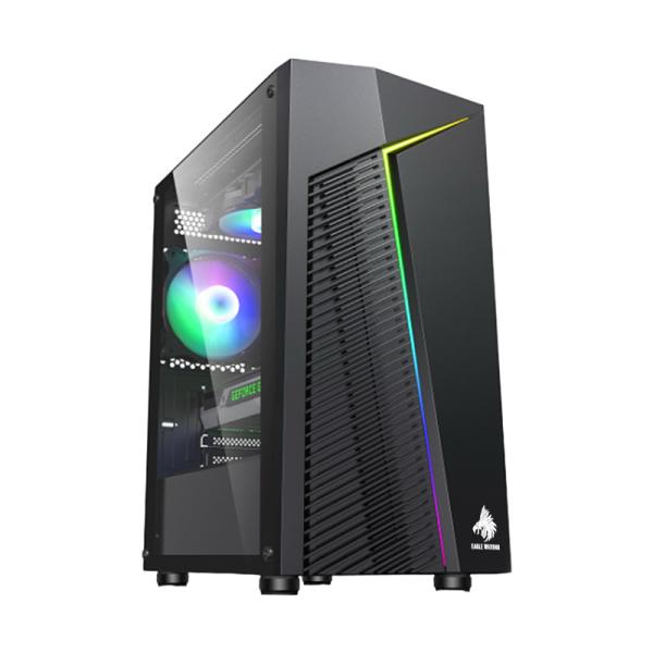 CASE GAMING RGB EAGLE WARRIOR CG03RWRA001C H410 SIN VENTILACIÓN INCLUIDA CON VIDRIO LATERAL Y TIRA RGB NEGRO
