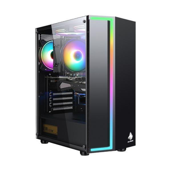 CASE GAMING RGB EAGLE WARRIOR CG33RXRA001C VENTILADORES 3 DE 120MM CON VIDRIO LATERAL Y TIRA RGB NEGRO