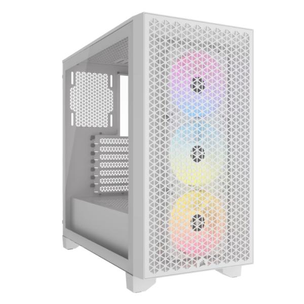 CASE GAMING RGB CORSAIR 3000D AIRFLOW MID TOWER VENTILADORES 3 DE 120MM CON VIDRIO LATERAL Y MALLA FRONTAL CC-9011256-WW BLANCO