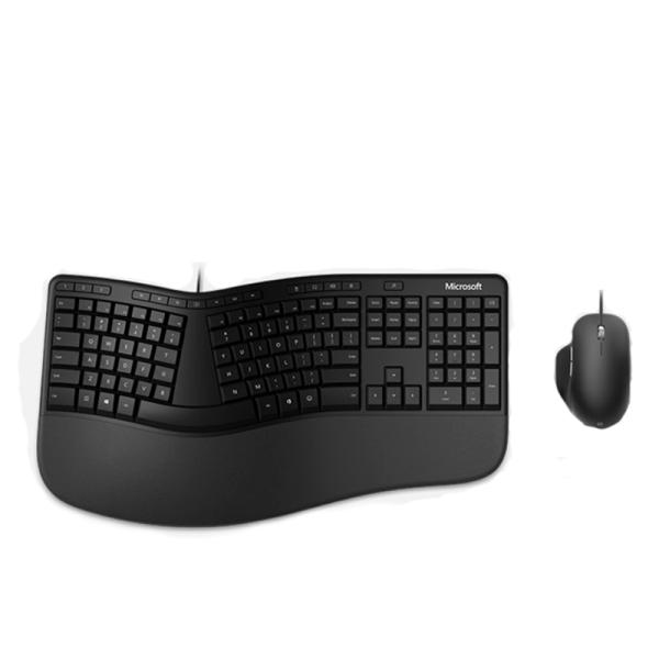 TECLADO Y MOUSE MICROSOFT ERGO AL&Aacute;MBRICO USB ESPA&Ntilde;OL RJU-00003 NEGRO