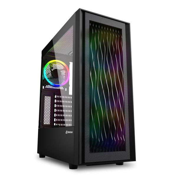 CASE GAMING RGB SHARKOON WAVE MID TOWER VENTILADORES 4 DE 120MM CON VIDRIO LATERAL Y MALLA FRONTAL 4044951037544 NEGRO