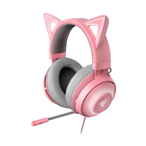 HEADSET GAMING RGB RAZER KRAKEN KITTY V2 QUARTZ AL&Aacute;MBRICO USB RZ04-04730200-R3U1 ROSADO