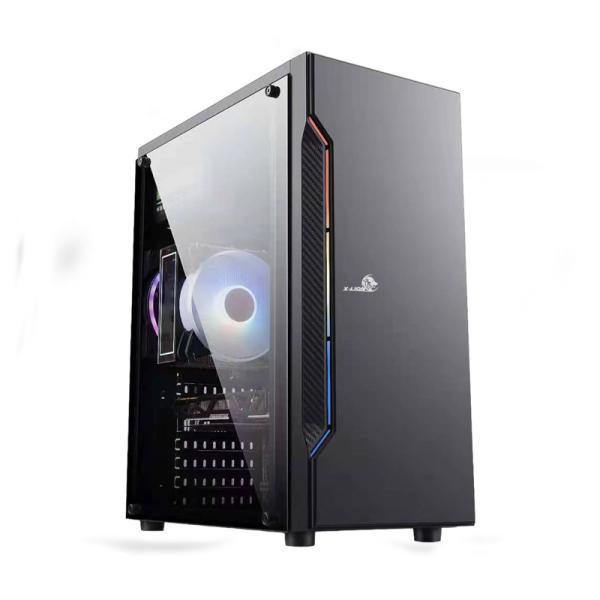 CASE GAMING  X-LION NE-386 E010-159TEMPERED  GLASS SIDE PANEL BLACK USB 2.0*2 + USB 3.0*1+HD AUDIO+RGB STRIP