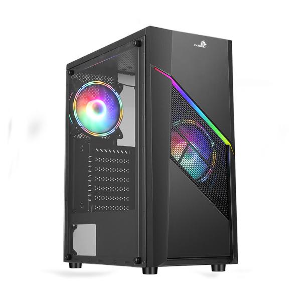 CASE GAMING  X-LION N3-390 E010-160 TEMPERED  GLASS PANEL BLACK USB 2.0*2 +USB 3.0*1+HD AUDIO+12CM RGB FAN