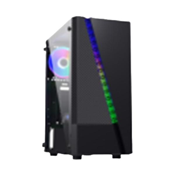 CASE GAMING RGB EAGLE WARRIOR CG17AARA001C MID TOWER SIN VENTILACIÓN INCLUIDA CON VIDRIO FRONTAL Y TIRA RGB NEGRO