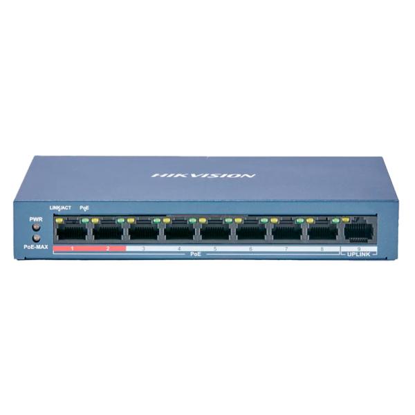HIKVISION DS-3E0109P-E(C) 9 PUERTOS 8 RJ45 FAST ETHERNET POE + 1 RJ45 10/100 MBPS 10/100 MBPS NO ADMINISTRABLE 301801294 AZUL
