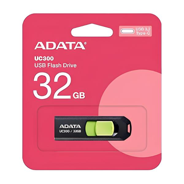 MEMORIA USB 32GB ADATA UC300 USB-C 3.2 GEN 1 ACHO-UC300-32G-RBK/GN NEGRO / VERDE