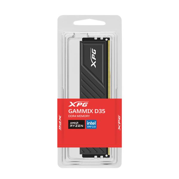 MEMORIA RAM PC 16GB ADATA XPG GAMMIX D35 DDR4 3200 MHZ CL16 1.35 V DISIPADOR BAJO PERFIL AX4U320016G16A-SBKD35 NEGRO