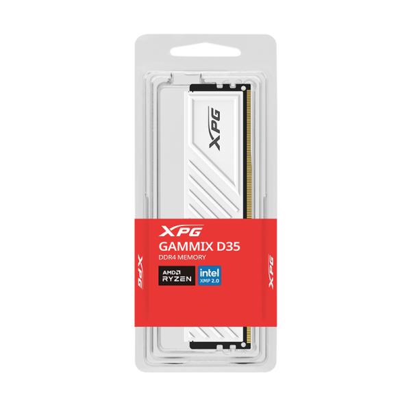 MEMORIA RAM PC 16GB ADATA XPG GAMMIX D35 DDR4 3200 MHZ CL16 1.35 V DISIPADOR BAJO PERFIL AX4U320016G16A-SWHD35 BLANCO