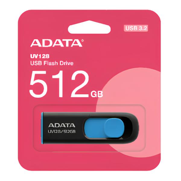 MEMORIA USB 512GB ADATA UV128 USB-A  3.2 GEN 1 AUV128-512G-RBE NEGRO / AZUL