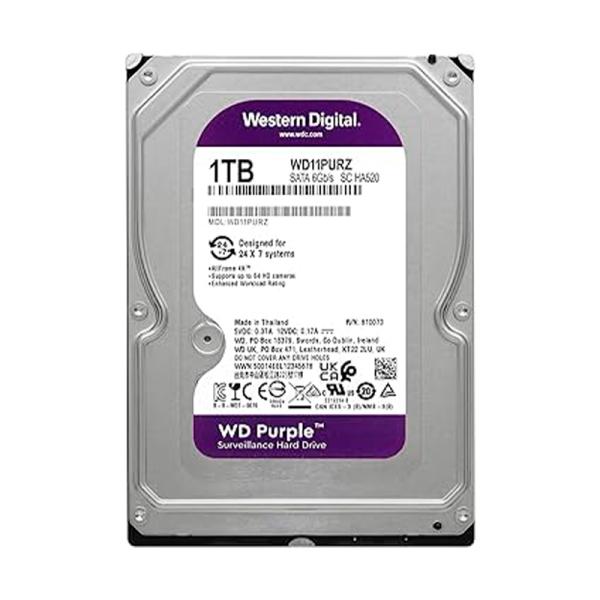 HD INTERNO 1TB WESTERN DIGITAL PURPLE WD11PURZ 3.5 PULG SATA III 5400 RPM 64MB CACHE SURVEILLANCE MORADO