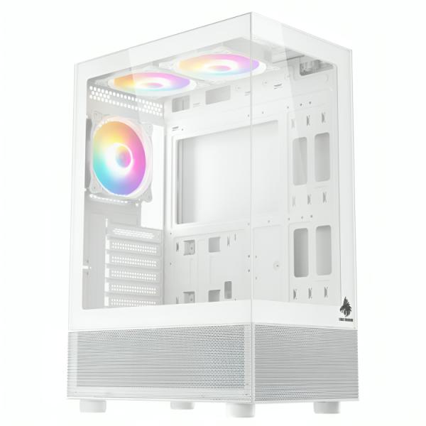 CASE GAMING  EAGLE WARRIOR MID TOWER VENTILADORES 3 DE 120MM CON VIDRIO LATERAL Y FRONTAL BLANCO