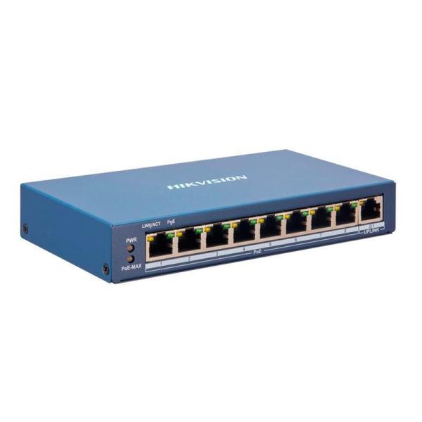 SWITCH HIKVISION DS-3E1309P-EI/M 8 PUERTOS POE FAST ETHERNET 10/100 MBPS / 1 PUERTO GIGABIT RJ45 ADMINISTRABLE 301802705 AZUL