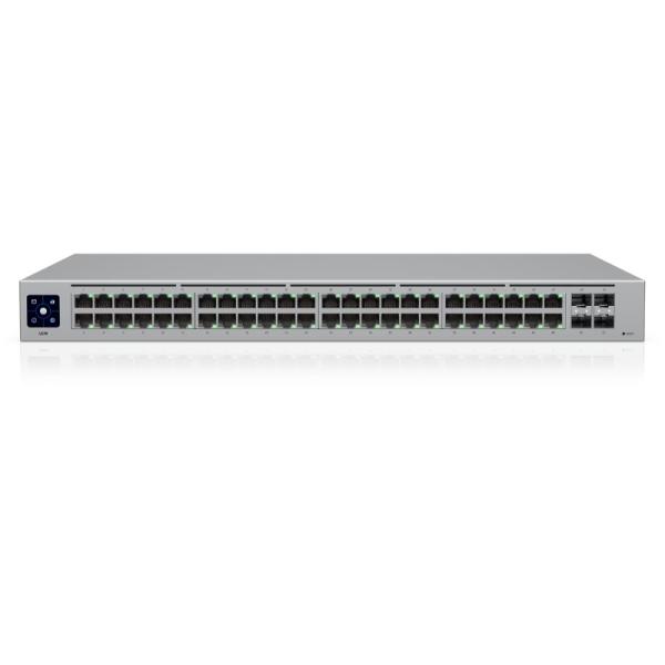 SWITCH UBIQUITI UNIFI 52 PUERTOS 48 RJ45 GIGABIT + 4 SFP GIGABIT 10/100/1000 MBPS ADMINISTRABLE USW-48 GRIS
