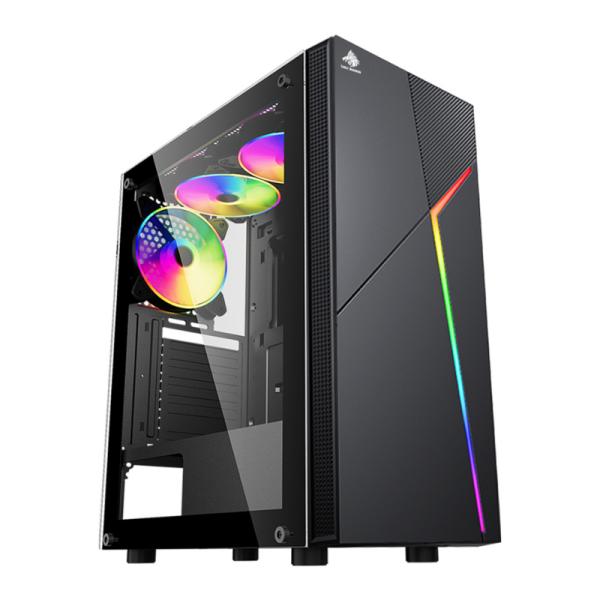 CASE GAMING RGB EAGLE WARRIOR CG15AARA001C MID TOWER SIN VENTILACIÓN INCLUIDA CON VIDRIO LATERAL NEGRO