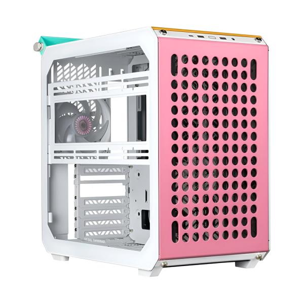 CASE RGB COOLER MASTER QUBE 500 MACARON EDITION MID TOWER VENTILADOR 1 DE 120MM CON VIDRIO LATERAL Q500-DGNN-S00 BLANCO / ROSADO