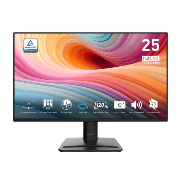 MONITOR MSI PLANO 24.5 PULG PRO MP252 E2 FHD 1920 X 1080 IPS 120HZ HDMI DP Y VGA NEGRO 9S6-3PC9CT-002 NEGRO