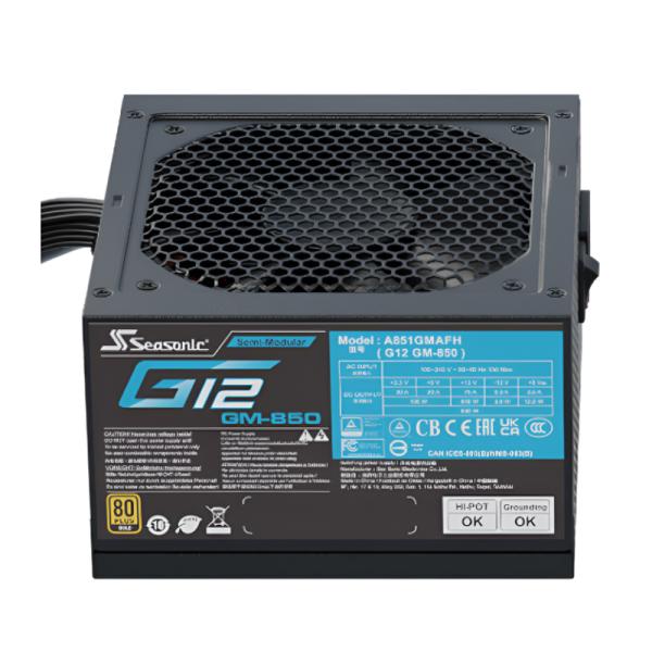 FUENTE DE PODER SEASONIC G12 GM 850 850W 80 PLUS GOLD SEMI MODULAR ATX A851GMAFH NEGRO