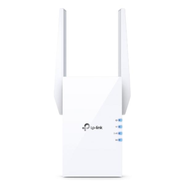 AMPLIFICADOR DE SEÑAL WIFI TP LINK RE605X CONEXION AX1800 1201 MBPS (5GHZ) + 574 MBPS (2.4GHZ) BLANCO