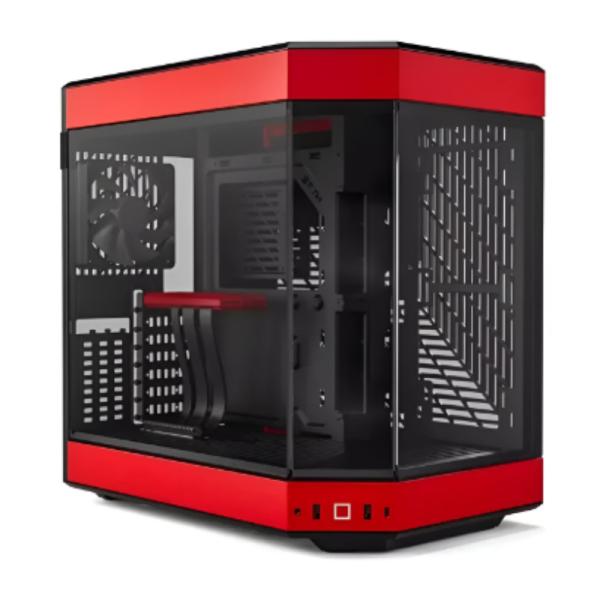 CASE GAMING HYTE Y60 MID TOWER VENTILADORES 3 DE 120MM CON VIDRIO FRONTAL, LATERAL Y ESQUINA CS-HYTE-Y60-BR ROJO / NEGRO