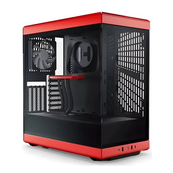 CASE GAMING HYTE Y40 MID TOWER  VENTILADORES 2 DE 120MM CON VIDRIO LATERAL Y FRONTAL CS-HYTE-Y40-BR ROJO / NEGRO