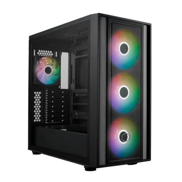 CASE GAMING RGB COOLER MASTER MASTERBOX 600 MID TOWER 3 VENTILADORES DE 140MM Y 1 DE 120MM CON VIDRIO LATERAL Y MALLA FRONTAL  MB600-KGNN-S00 NEGRO