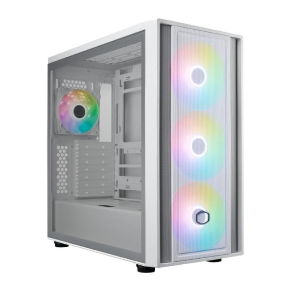 CASE GAMING RGB COOLER MASTER MASTERBOX 600 MID TOWER 3 VENTILADORES DE 140MM Y 1 DE 120MM CON VIDRIO LATERAL Y MALLA FRONTAL MB600-WGNN-S00 BLANCO