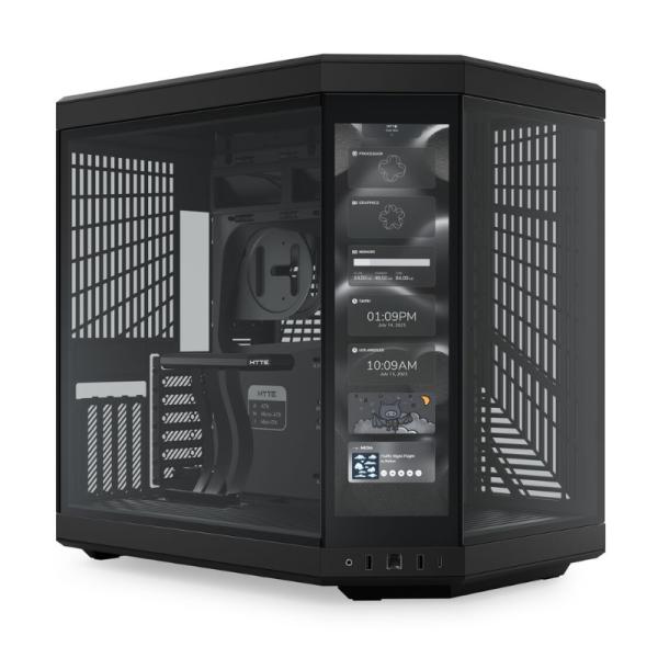 CASE GAMING HYTE Y70 GEN 1 MID TOWER SIN VENTILACI&Oacute;N CON VIDRIO FRONTAL Y LATERAL Y PANTALLA TOUCH LCD 4K  CS-HYTE-Y70-B-L NEGRO