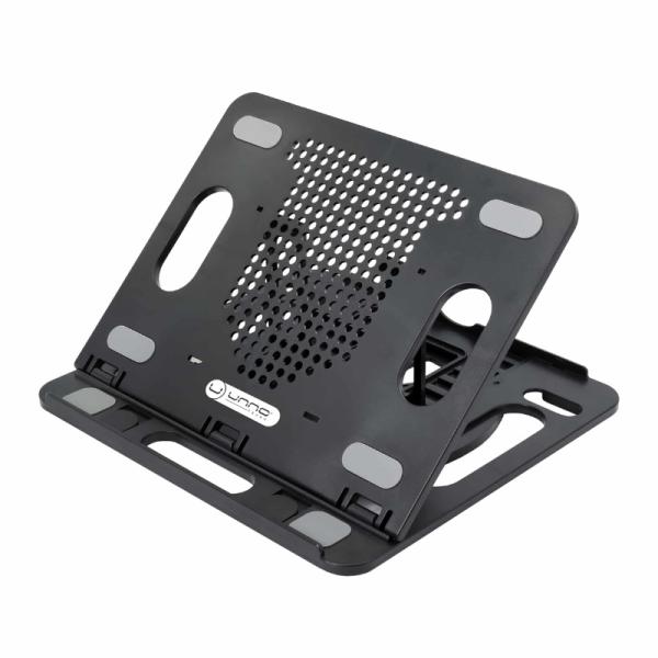 BASE ERGONÓMICA PARA LAPTOP UNNO TEKNO NC6115BK CON SOPORTE PARA CELULAR NEGRO