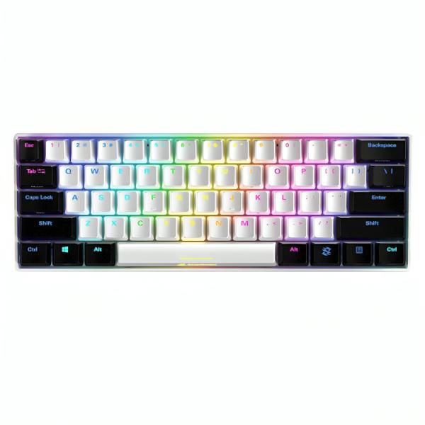 TECLADO GAMING RGB SHARKOON SKILLER SGK50 S4 TKL MEC&Aacute;NICO AL&Aacute;MBRICO USB INGL&Eacute;S SWITCH ROJO 4044951033843 BLANCO