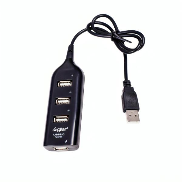 HUB AGILER USB 2.0 4 PUERTOS USB-A AGI-5304 NEGRO