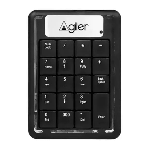 TECLADO NUMÉRICO AGILER MEMBRANA ALÁMBRICO INGLÉS AGI-9823 NEGRO