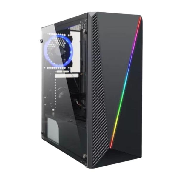 CASE GAMING RGB EAGLE WARRIOR CG05AKRA001C MID TOWER SIN VENTILACIÓN INCLUIDA CON VIDRIO LATERAL Y MALLA FRONTAL NEGRO