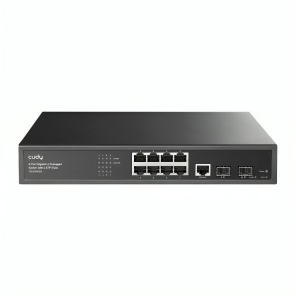SWITCH CUDY GS2008S2 1.0  PUERTOS 8 × GBE/ 2 × SFP DE 1,25 G ADMINISTRABLE L2