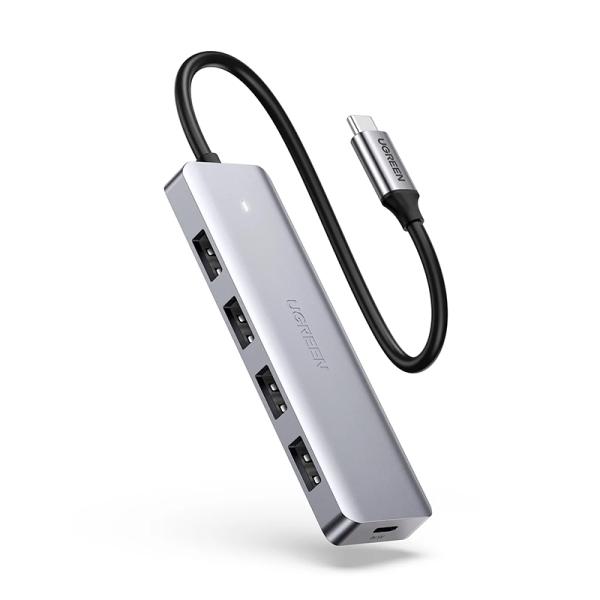 HUB UGREEN CM219 USB-C 4 PUERTOS USB 3.0 70336 GRIS
