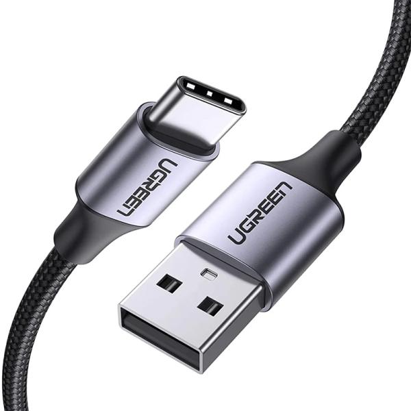 CABLE UGREEN US288 USB-A A USB-C 3A 2M CARGA RAPIDA 60128 NEGRO