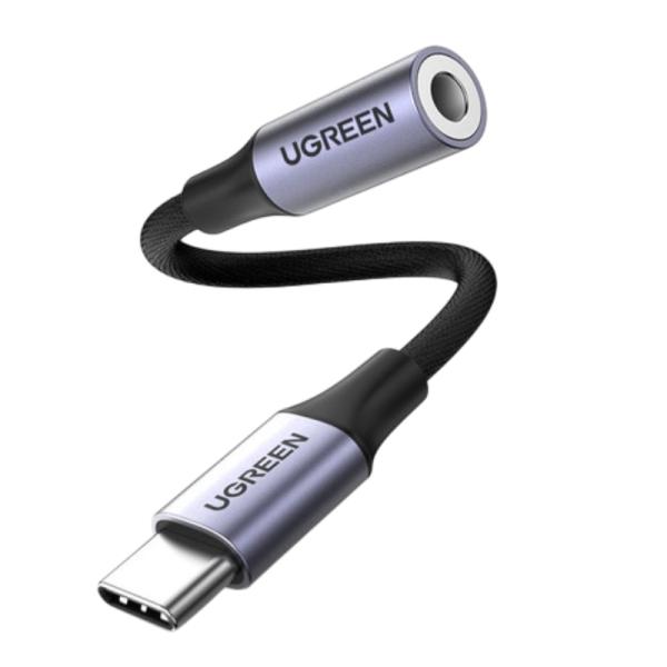 ADAPTADOR UGREEN AV161 USB-C A 3.5MM JACK 10CM 80154 NEGRO/GRIS