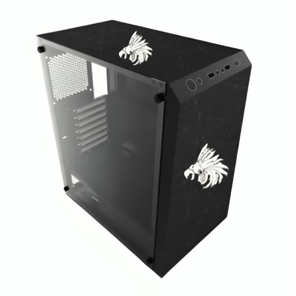 CASE GAMING RGB EAGLE WARRIOR CG01W8RA001C MID TOWER SIN VENTILACIÓN INCLUIDA CON VIDRIO LATERAL NEGRO