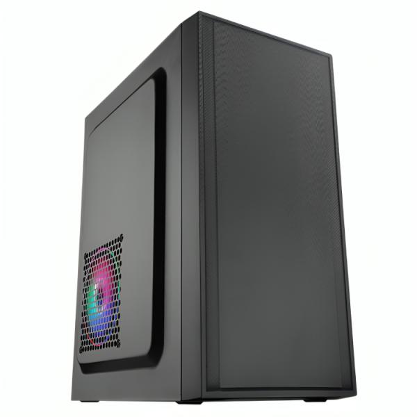 CASE CM03Q1RA001C MINI TOWER SIN VENTILACIÓN INCLUIDA CON PANEL LATERAL Y CON FUENTE DE PODER 600W NEGRO