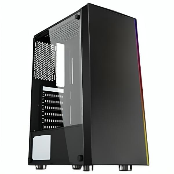 CASE GAMING RGB EAGLE WARRIOR CG11Q3RA001C MID TOWER VENTILADOR 1 DE 120MM CON VIDRIO LATERAL Y TIRA RGB NEGRO