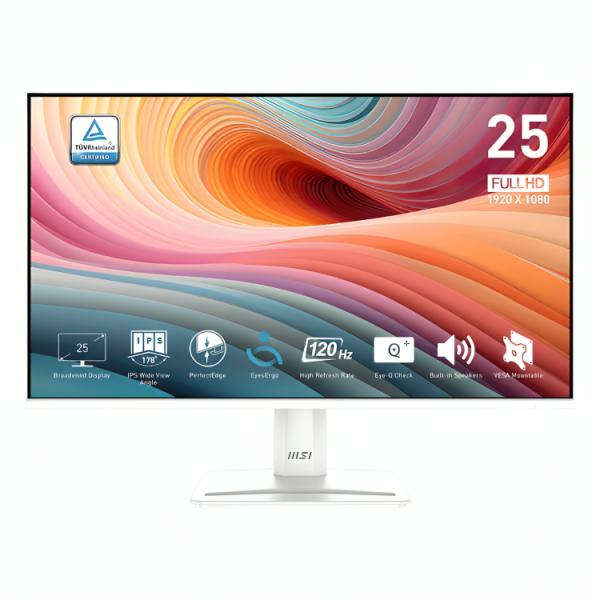 MONITOR GAMING MSI PRO MP251W E2 24.5" PLANO 1920 x 1080 1MS 120HZ HDMI DISPLAY PORT Y VGA 9S6-3PD4CM-003 BLANCO