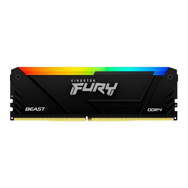 MEMORIA RAM PC 8GB KINGSTON FURY BEAST RGB DDR4 3200MHz CL16 1.35V KF432C16BB2A/8 NEGRO