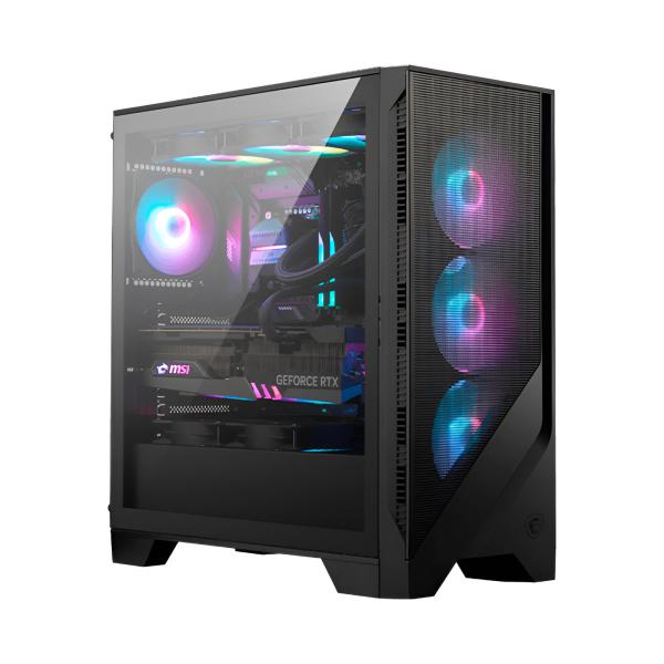 CASE RGB MSI MAG FORGE 320R AIRFLOW MID TOWER VENTILADORES 4 DE 120MM CON VIDRIO LATERAL Y MALLA FRONTAL 306-7G23R21-809 NEGRO