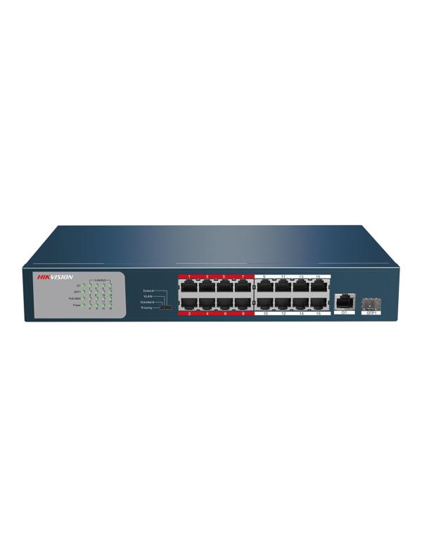 SWITCH HIKVISION DS-3E0318P-E/M (B) (O-STD)16 PUERTOS 10/100 MBPS 2 PUERTOS GIGABIT NO ADMINISTRABLE 301801296 AZUL