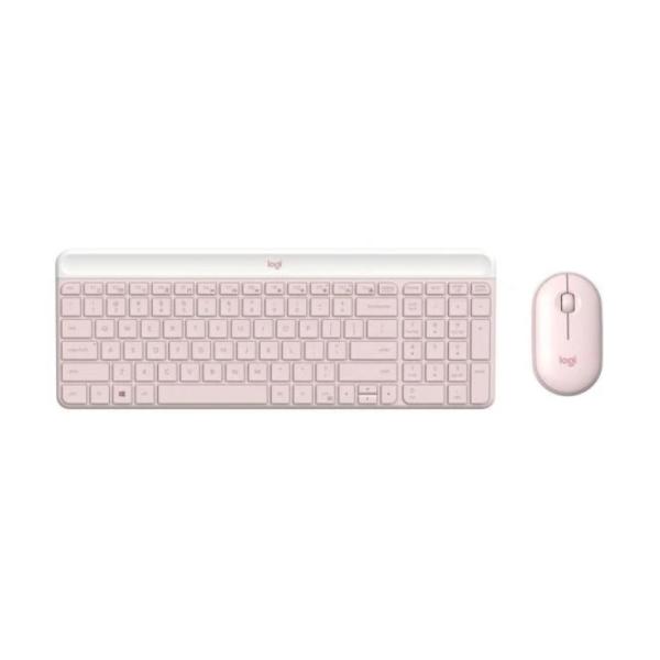 TECLADO Y MOUSE LOGITECH  MK470 SLIM COMBO MEMBRANA INALÁMBRICO 2.4 GHZ INGLÉS 920-011313 ROSADO