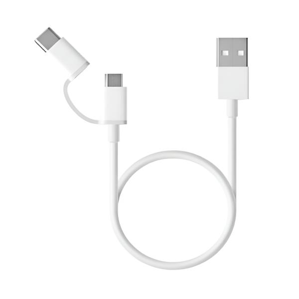 CABLE USB XIAOMI 2 IN 1 MICRO USB A TYPE C 30CM WHITE 15304