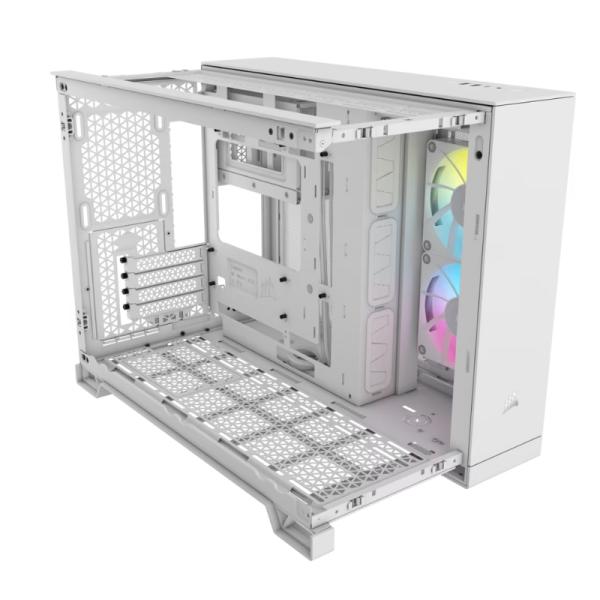 CASE GAMING RGB CORSAIR iCUE LINK 2500X MID TOWER VENTILADORES 2 DE 120MM CON VIDRIO LATERAL Y FRONTAL CC-9011268-WW BLANCO