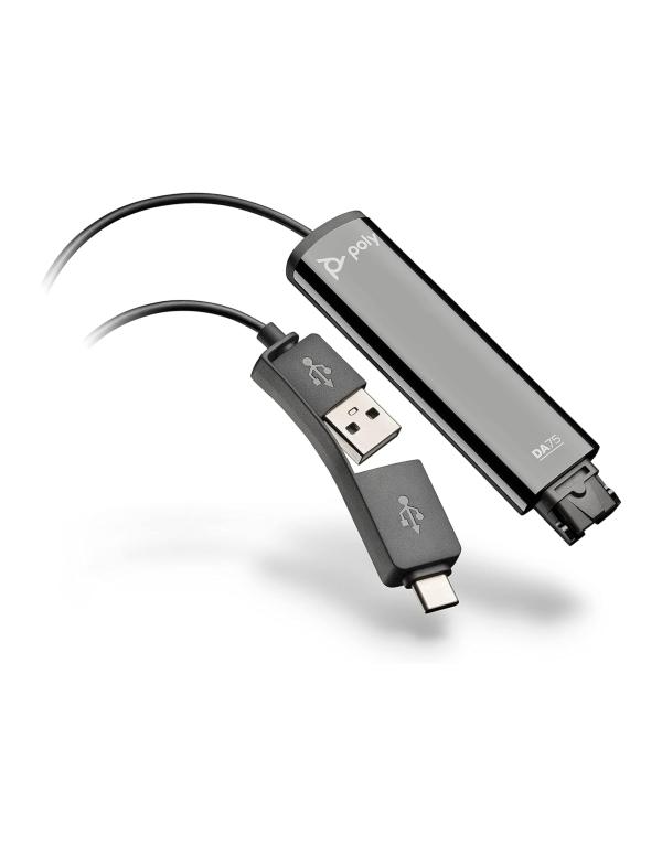 ADAPTADOR PLANTRONIC POLY DA75 USB-A Y USB-C PARA AUDIFONO 786C6AA
